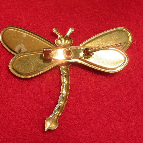 Vintage Lacquer DRAGONFLY Brooch (43J) - Picture 4 of 5